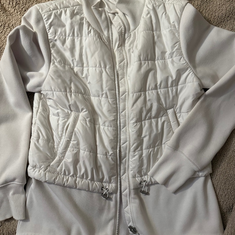 Athleta Size ST Fjord Hybrid Primaloft White Jacket Puffer Zip-Up Coat